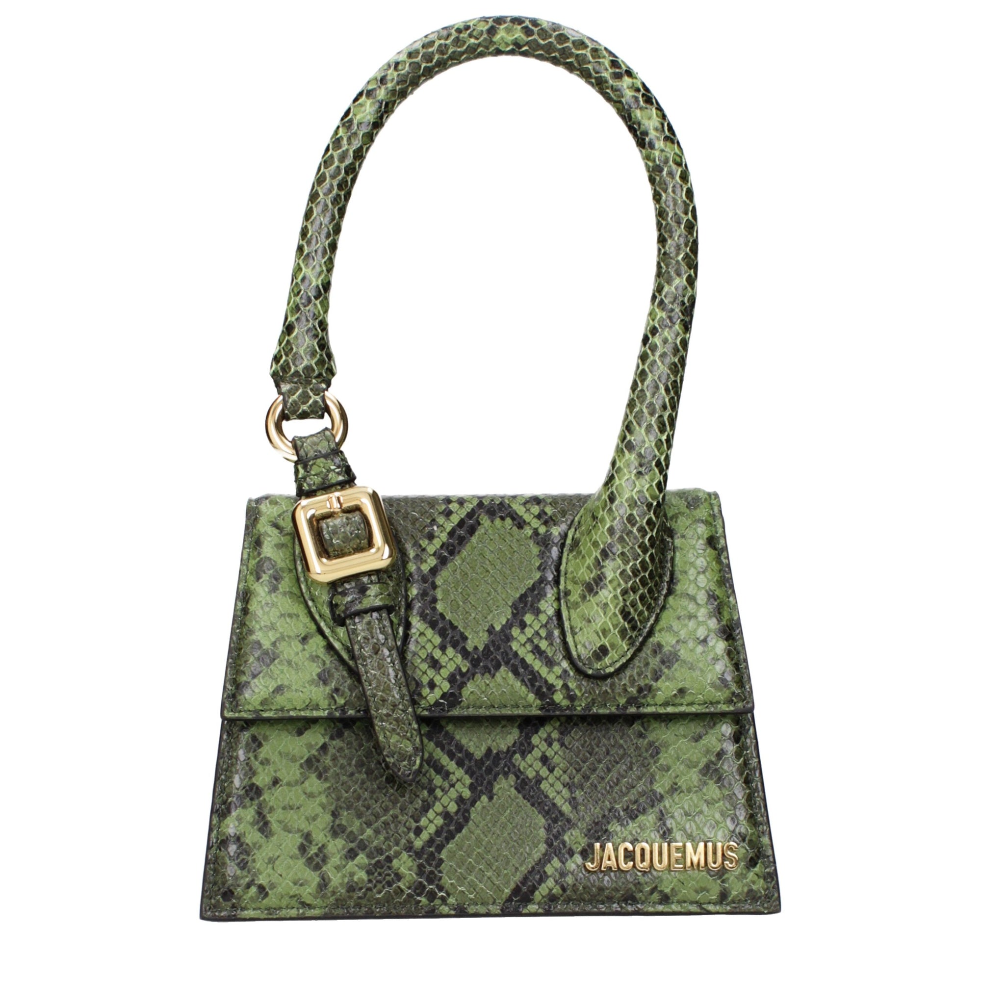 Jacquemus Green Python Embossed Medium Leather Handbag