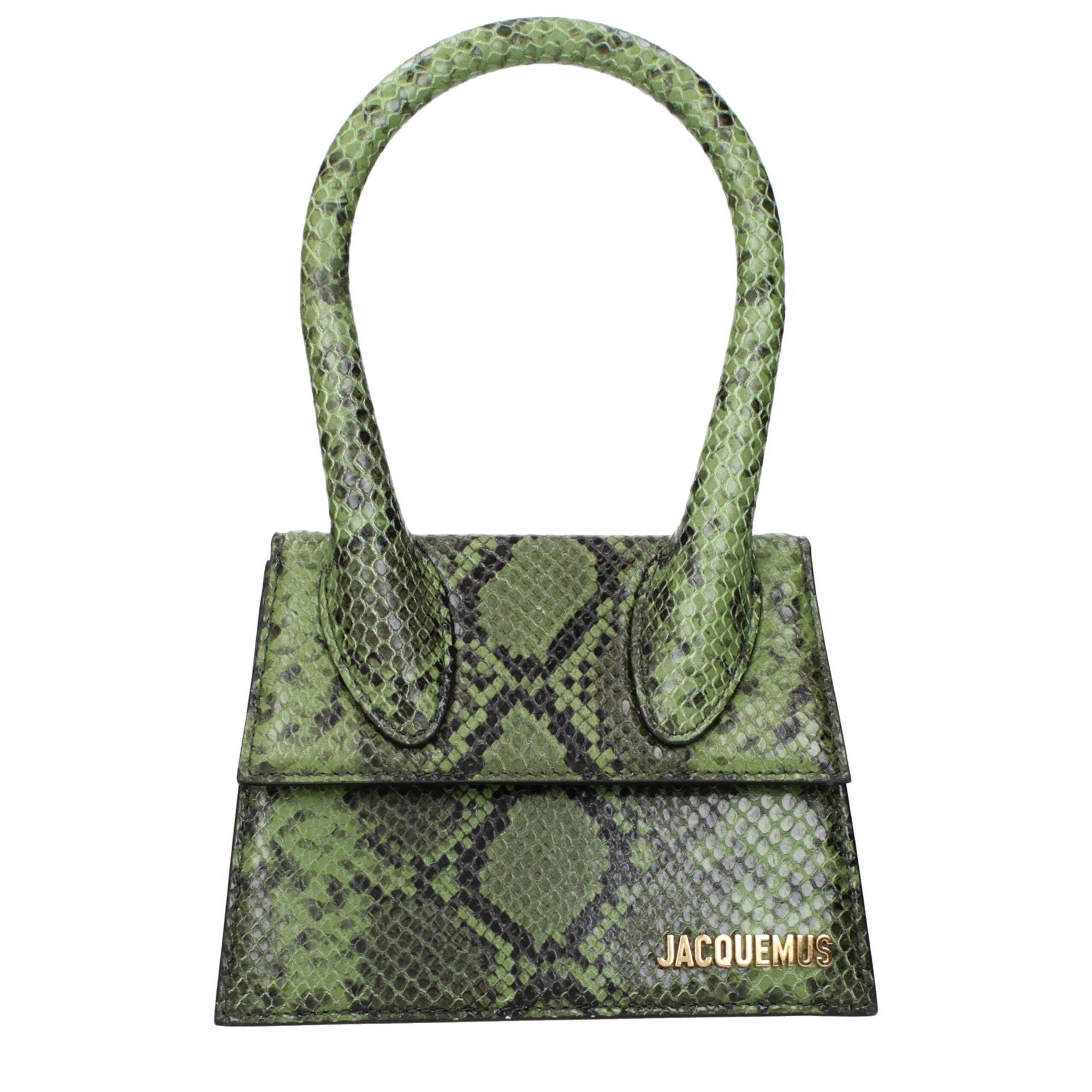 Jacquemus Green Python Embossed Leather Handbag