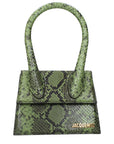 Jacquemus Green Python Embossed Leather Handbag
