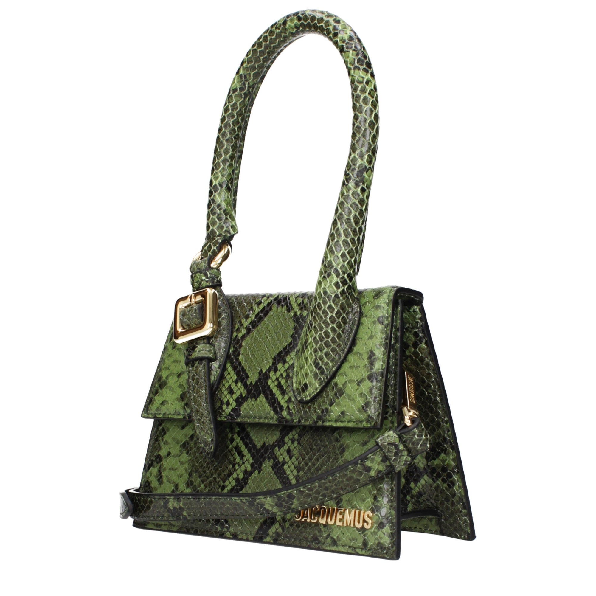 Jacquemus Green Python Embossed Medium Leather Handbag