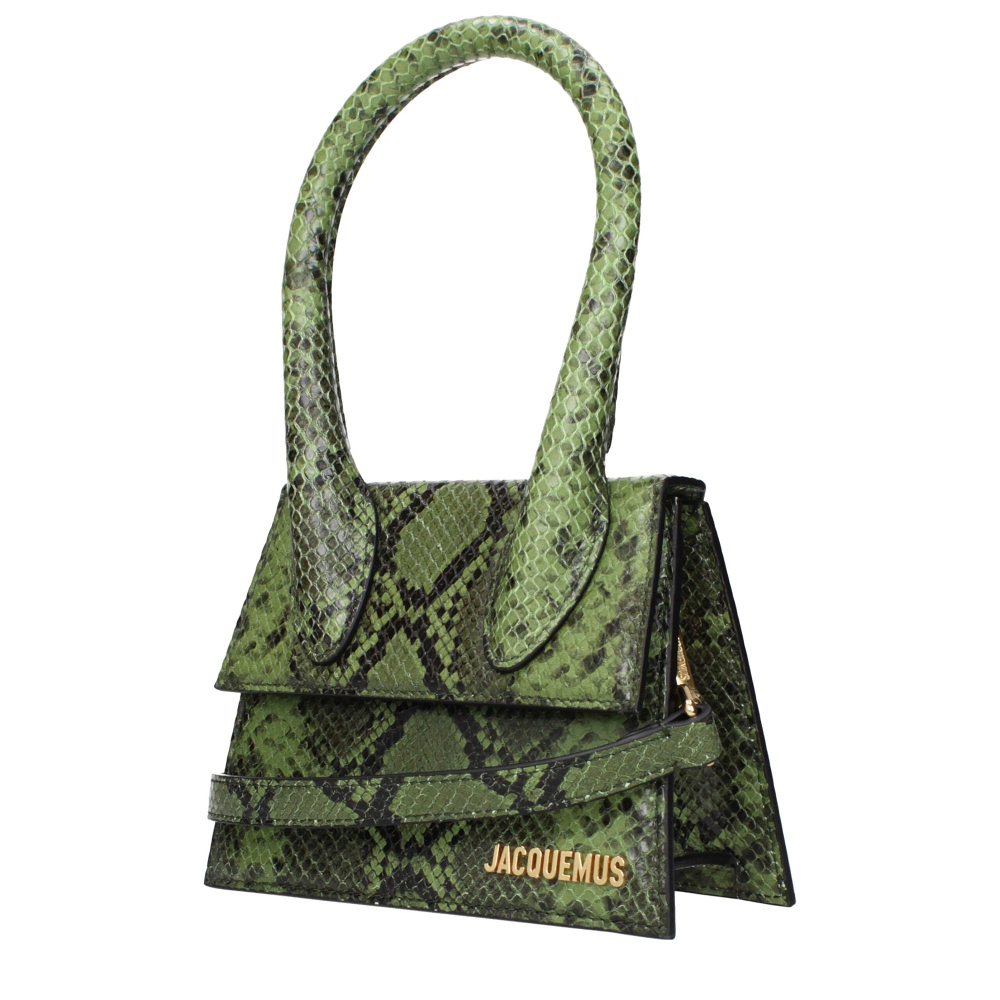 Jacquemus Green Python Embossed Leather Handbag