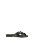 Prada black leather criss-cross flat sandals