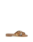 Prada Brown Tan Leather Criss-Cross Flat Sandals