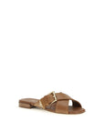 Prada Brown Tan Leather Criss-Cross Flat Sandals