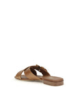Prada Brown Tan Leather Criss-Cross Flat Sandals