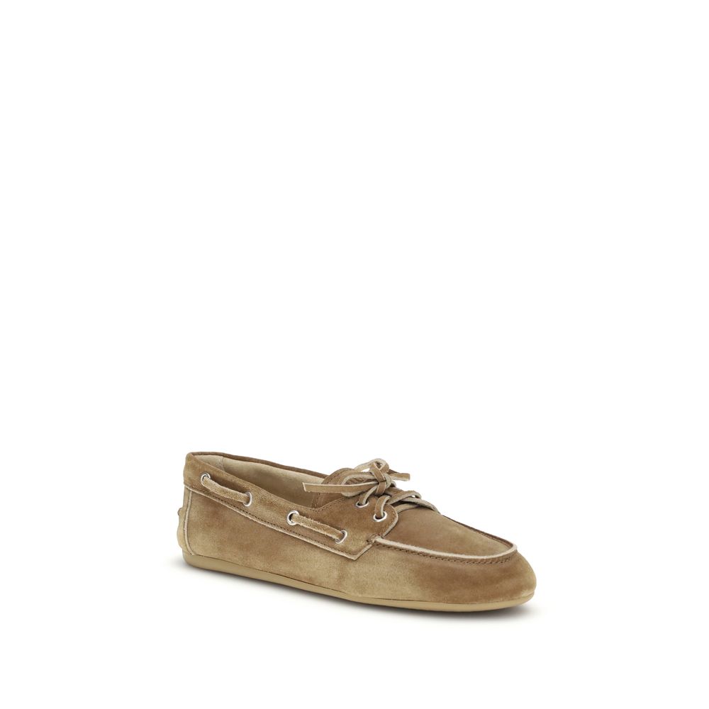 Miu Miu Suede Leather Boat Shoes