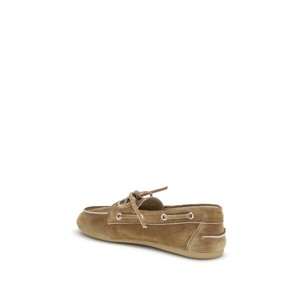 Miu Miu Suede Leather Boat Shoes
