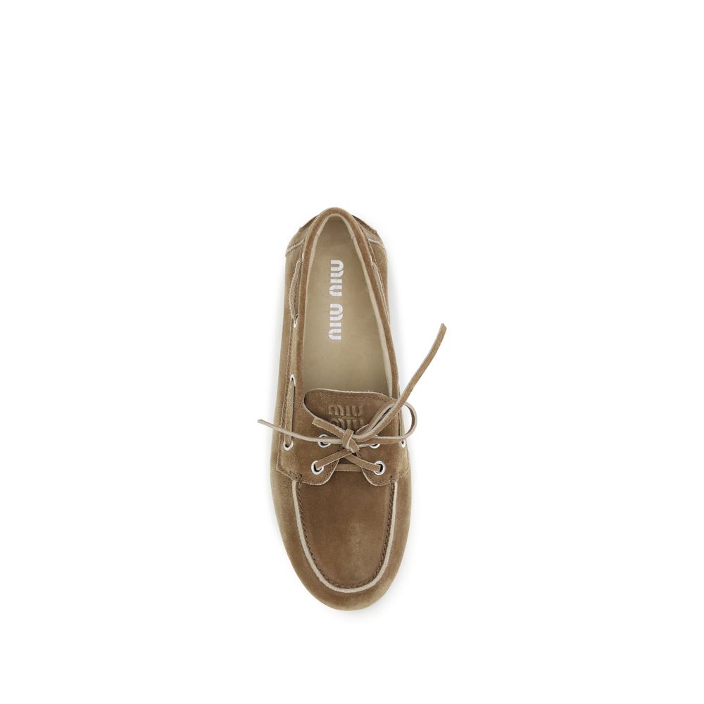 Miu Miu Suede Leather Boat Shoes