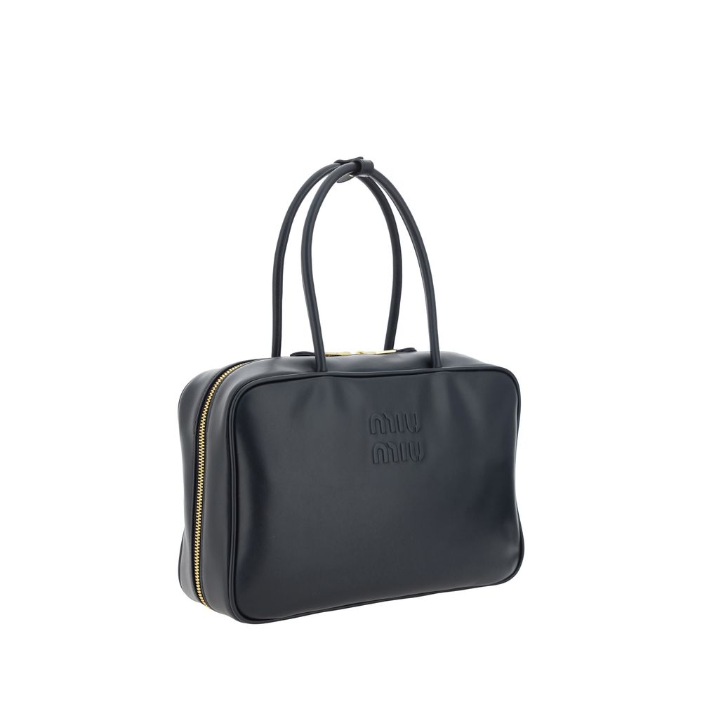 Miu Miu Black Leather Bowling Bag