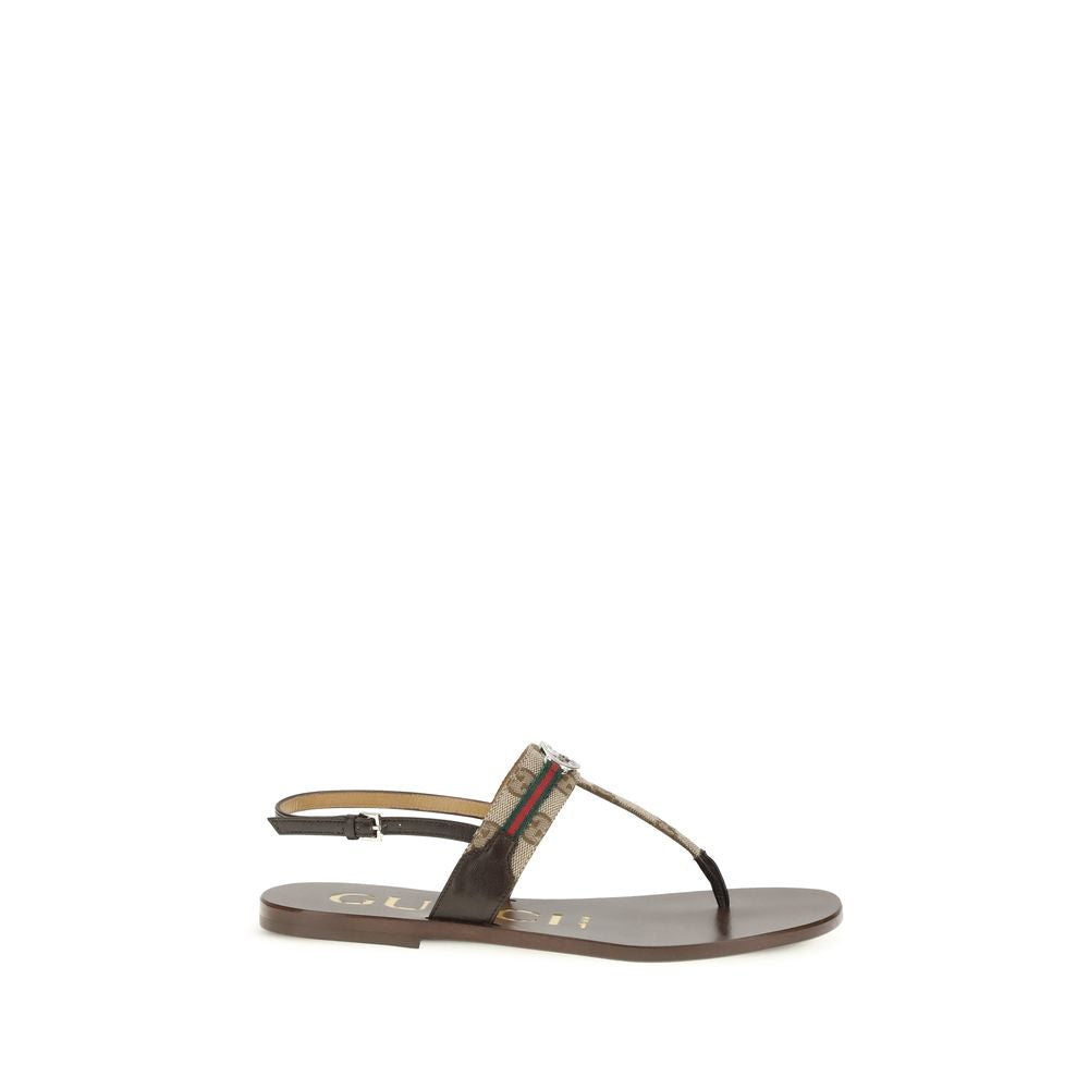 Gucci T-Bar Leather Flat Sandals