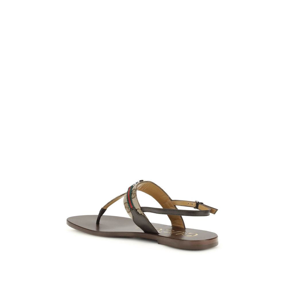 Gucci T-Bar Leather Flat Sandals