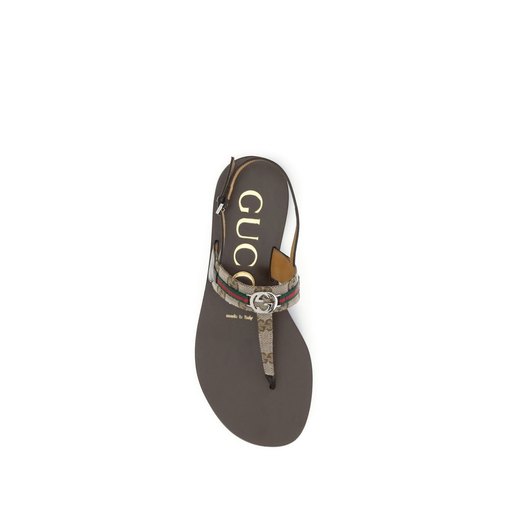 Gucci T-Bar Leather Flat Sandals