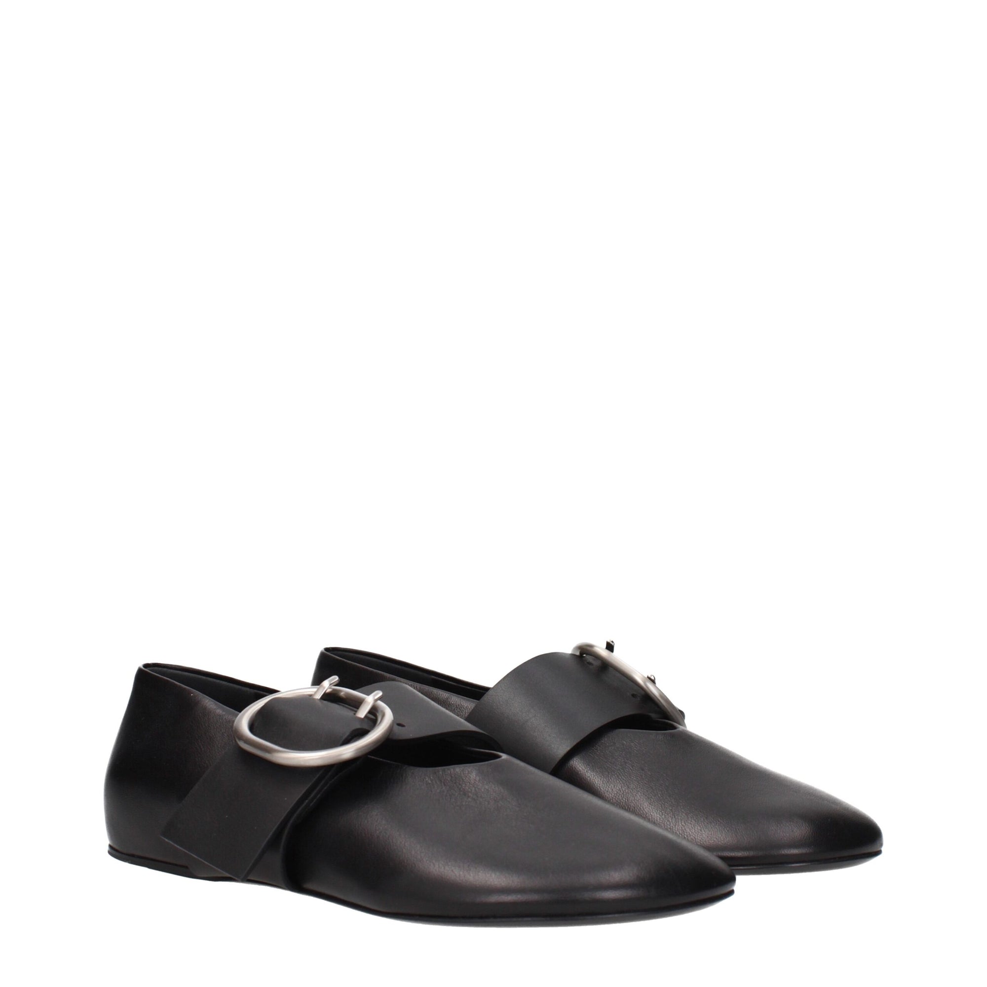 Jil Sander Leather Mary Jane Ballet Flats - Black