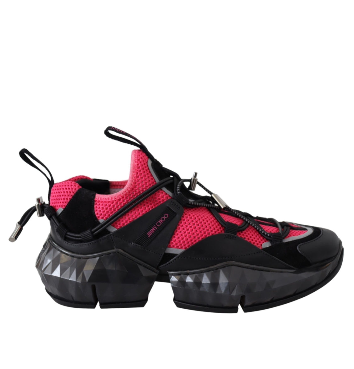 Jimmy Choo Electric Red & Black Leather Low Top Sneakers