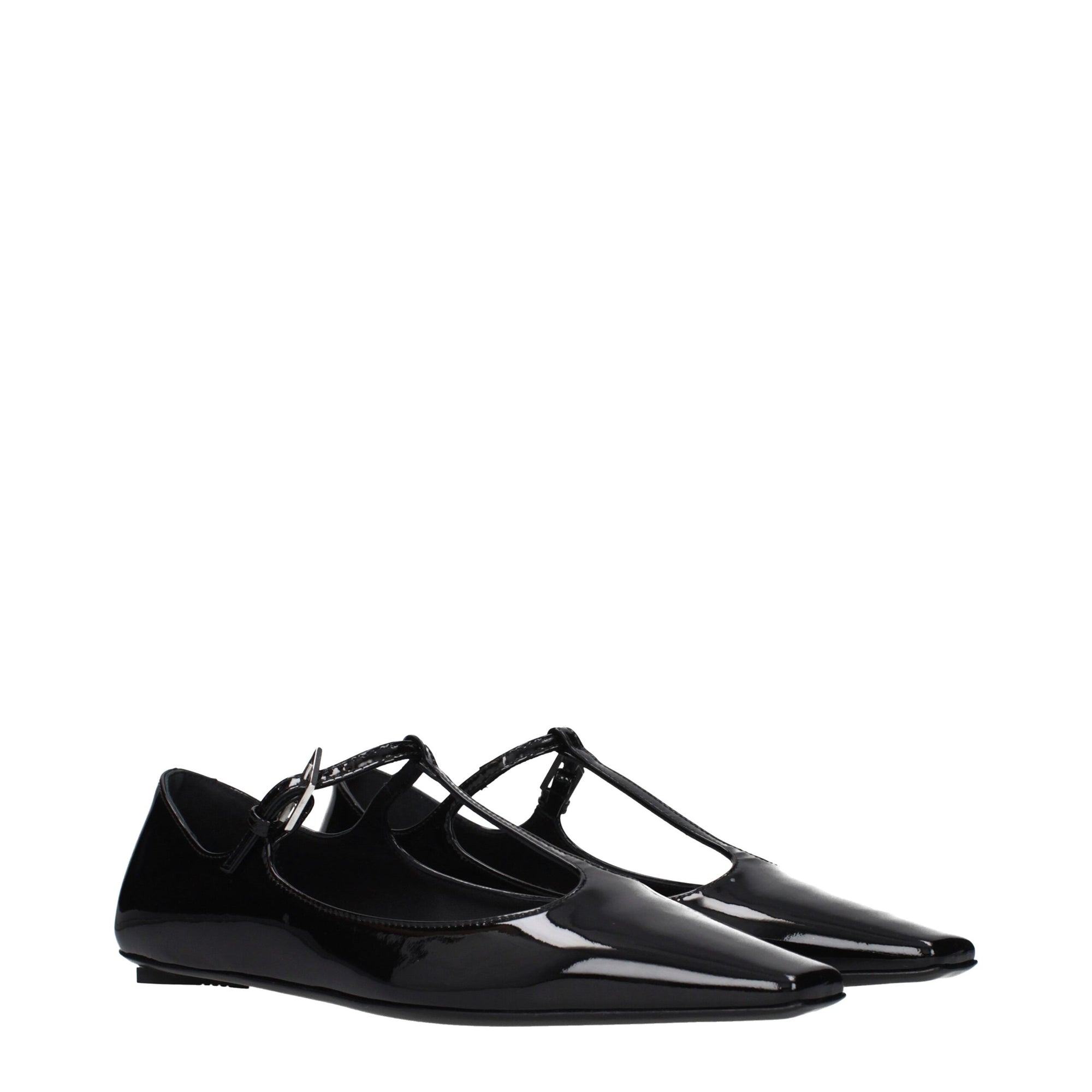 The Attico Juno Patent Leather T-Bar Ballet Flats - Black