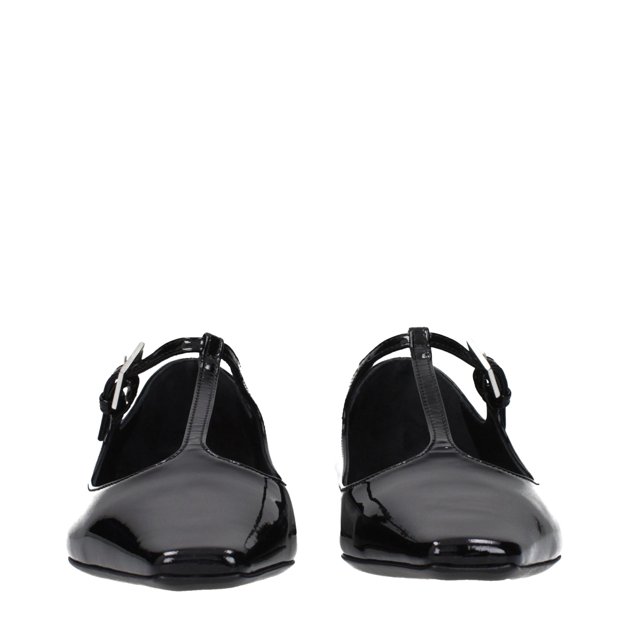The Attico Juno Patent Leather T-Bar Ballet Flats - Black