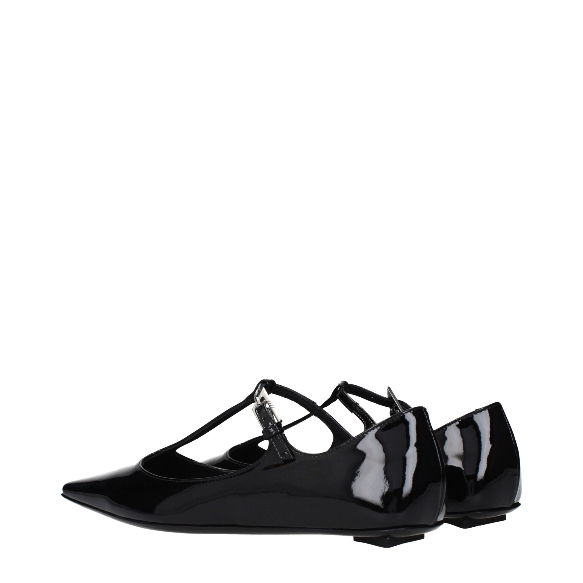 The Attico Juno Patent Leather T-Bar Ballet Flats - Black