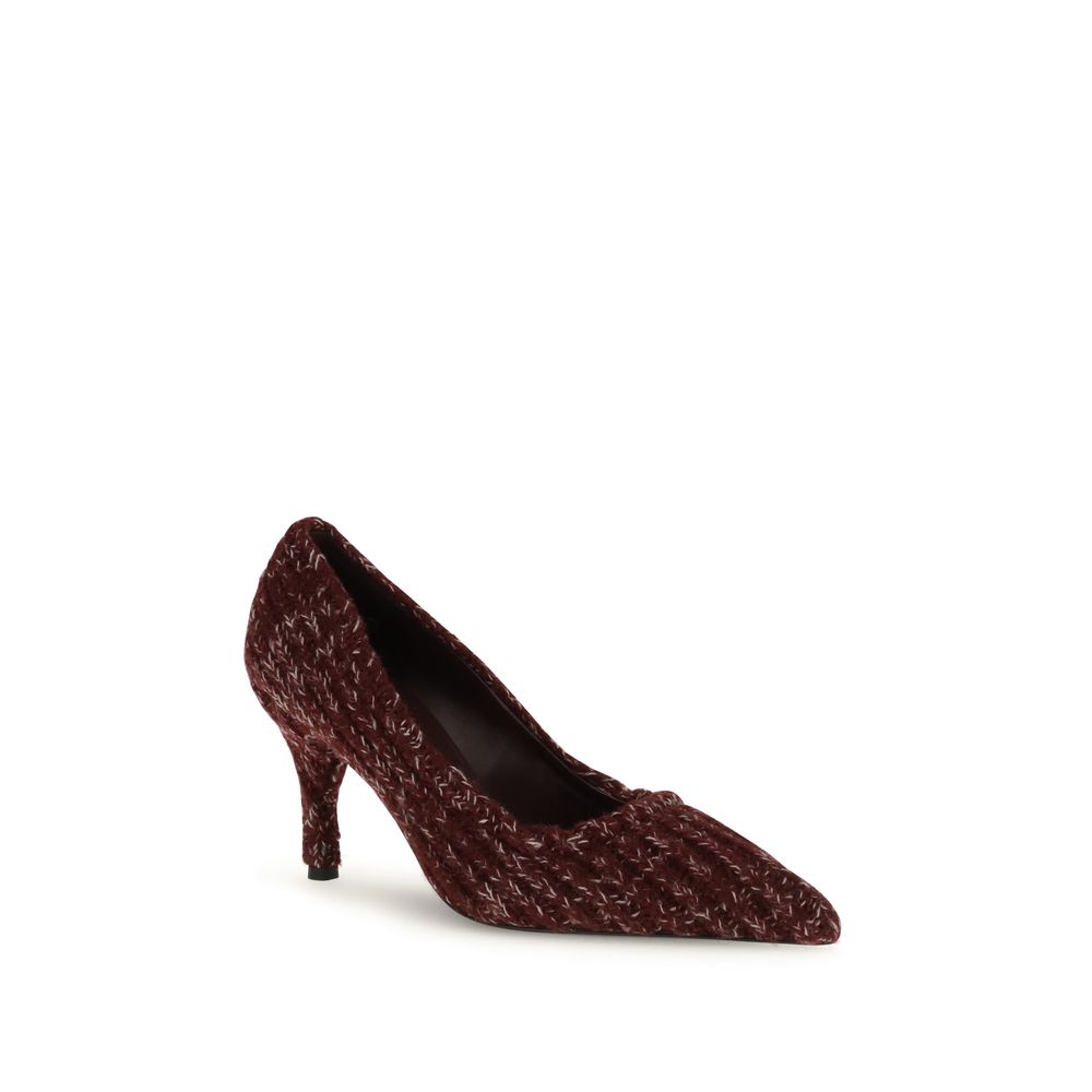 Prada Bordeaux Melange Fabric Décolleté Pumps