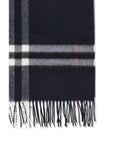 Burberry Checked Fringed Cashmere Scarf - Blue
