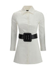Balenciaga White Mini Shirt Dress With Belt