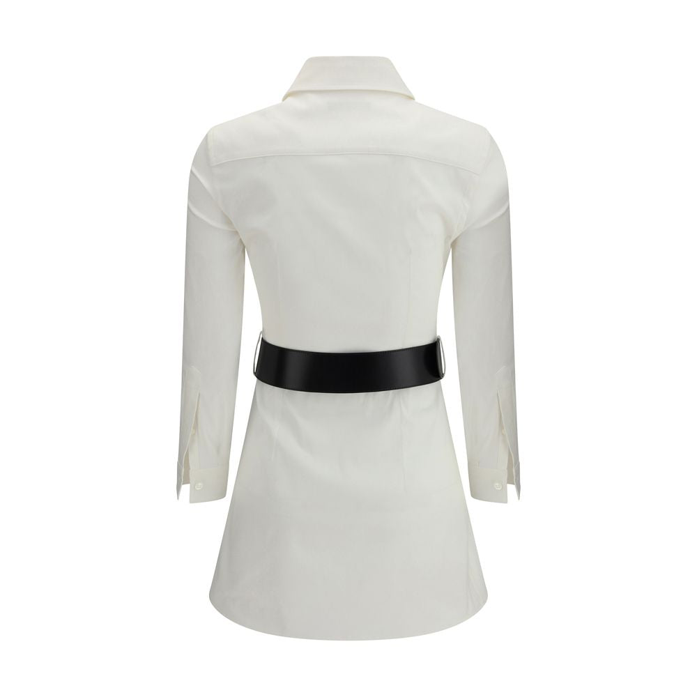 Balenciaga White Mini Shirt Dress With Belt