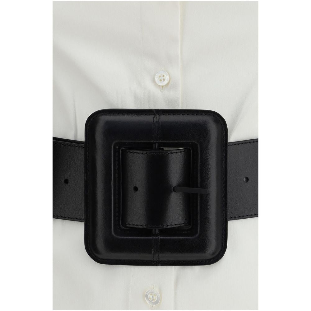 Balenciaga White Mini Shirt Dress With Belt