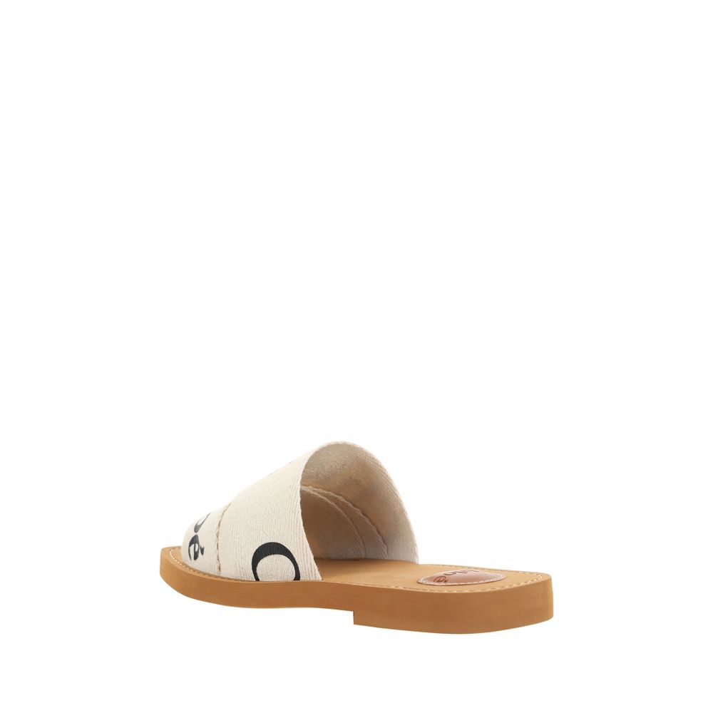 Chloé White Woody Flat Sandals