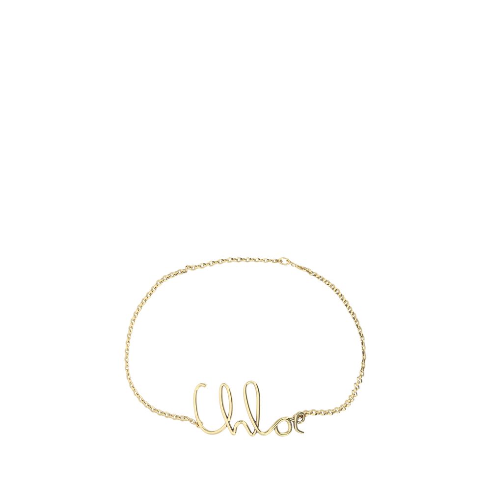 Chloé Logo Gold Brass Thin Belt