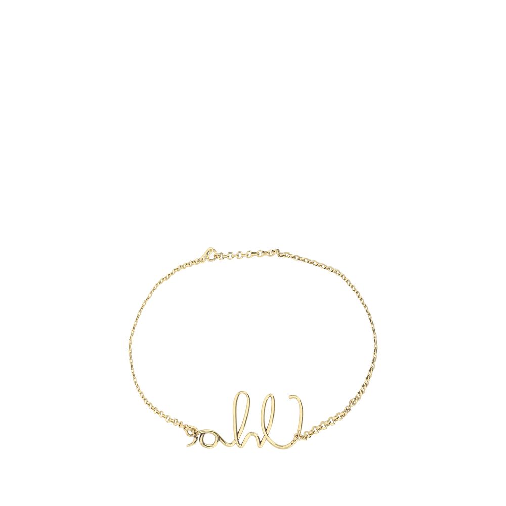 Chloé Logo Gold Brass Thin Belt