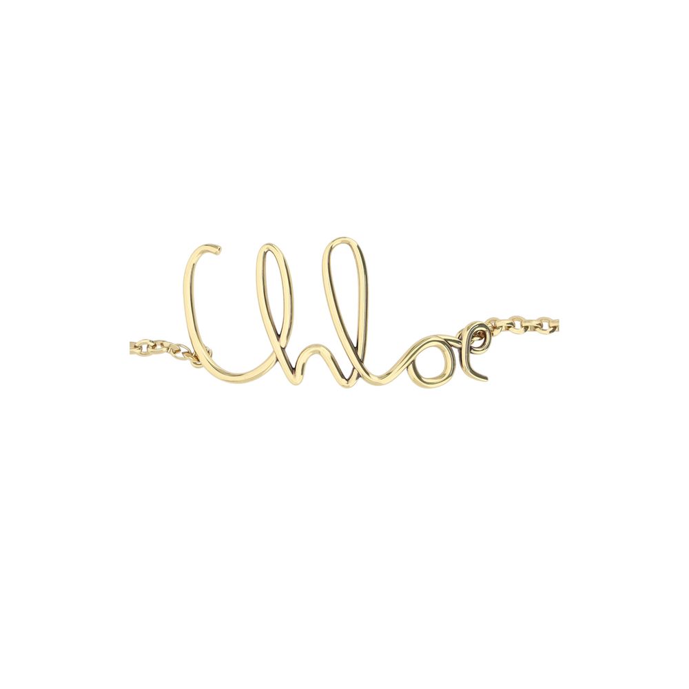 Chloé Logo Gold Brass Thin Belt