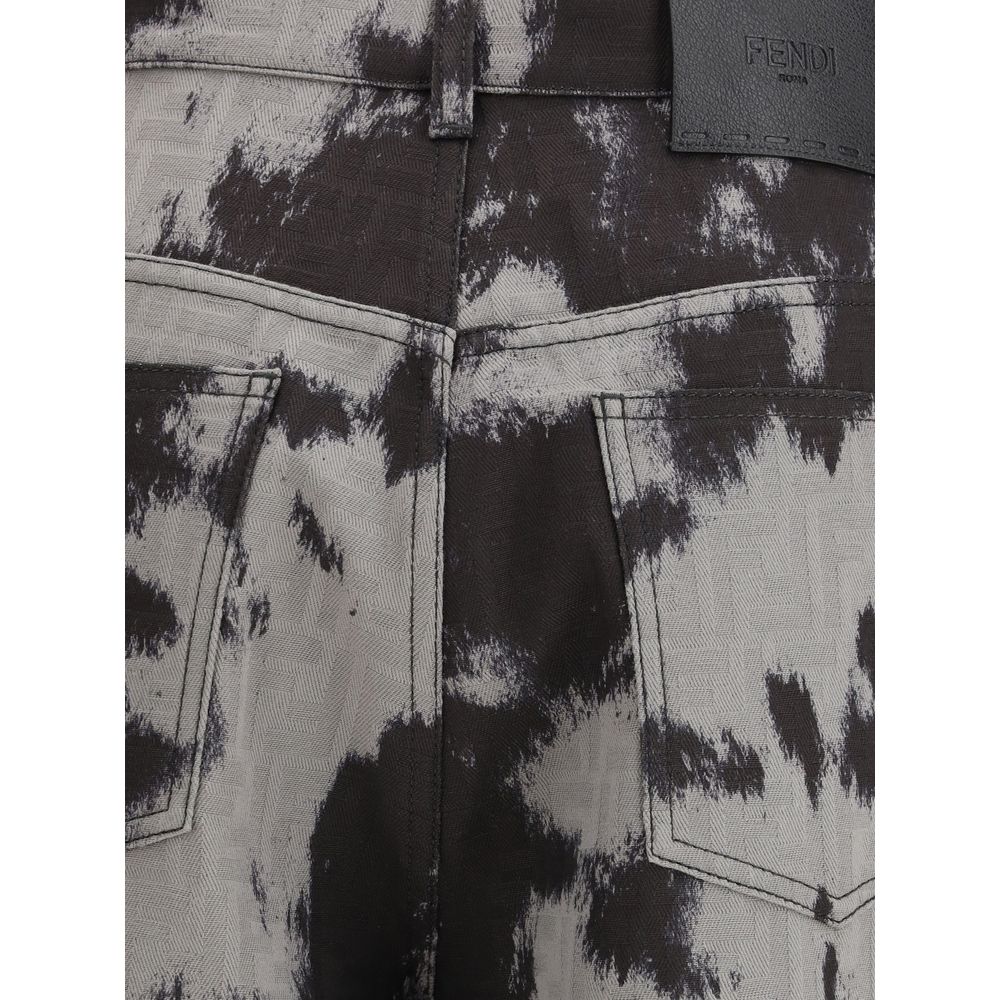 Fendi Abstract Animalier Straight Leg Fit Jeans