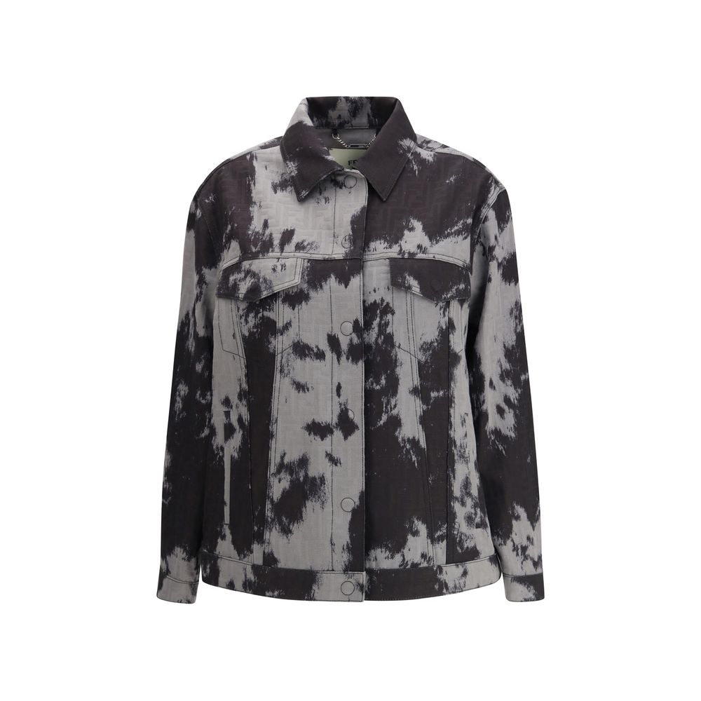 Fendi Abstract Animalier Shirt Collar Denim Jacket