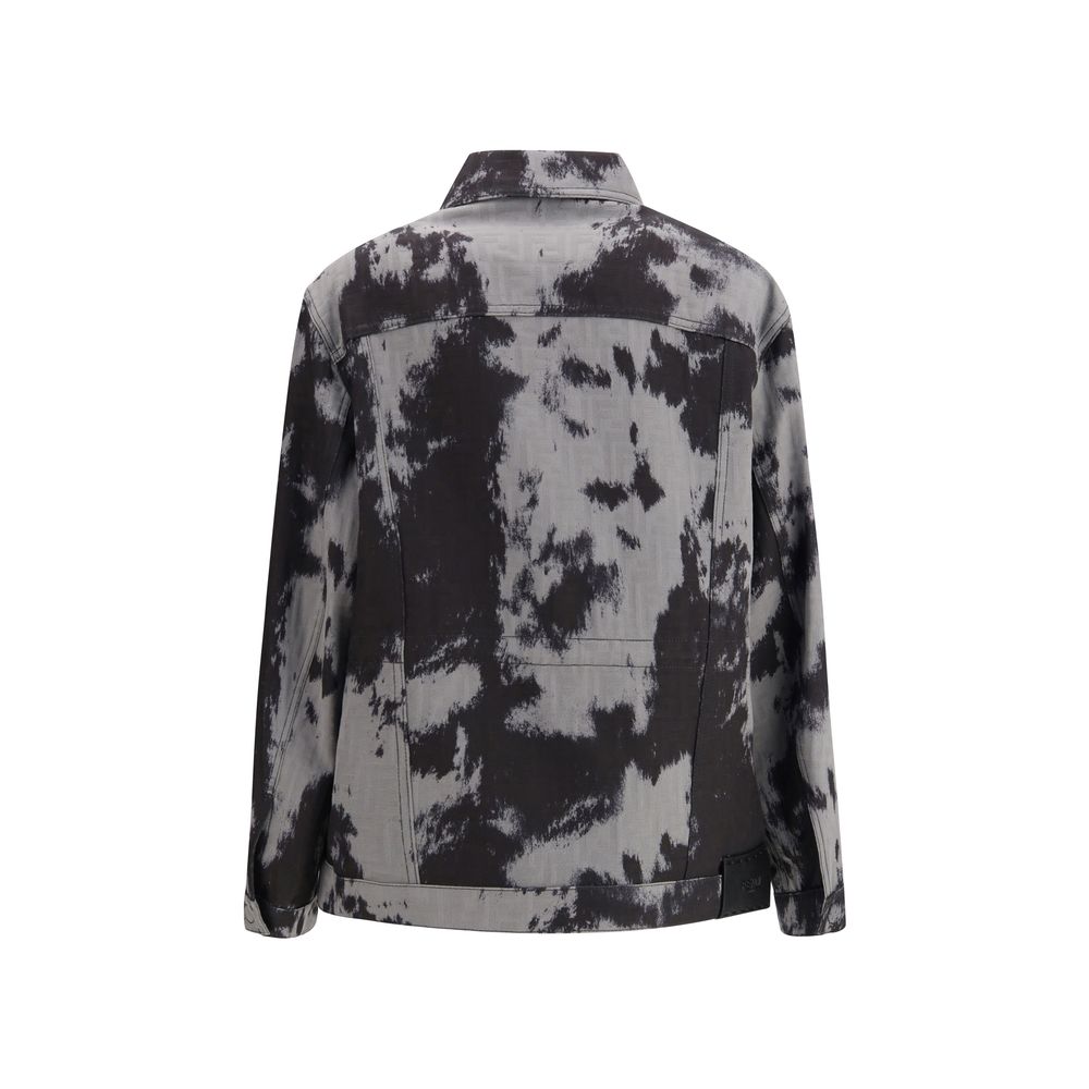 Fendi Abstract Animalier Shirt Collar Denim Jacket