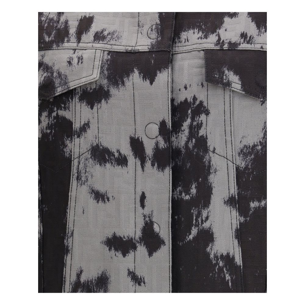 Fendi Abstract Animalier Shirt Collar Denim Jacket
