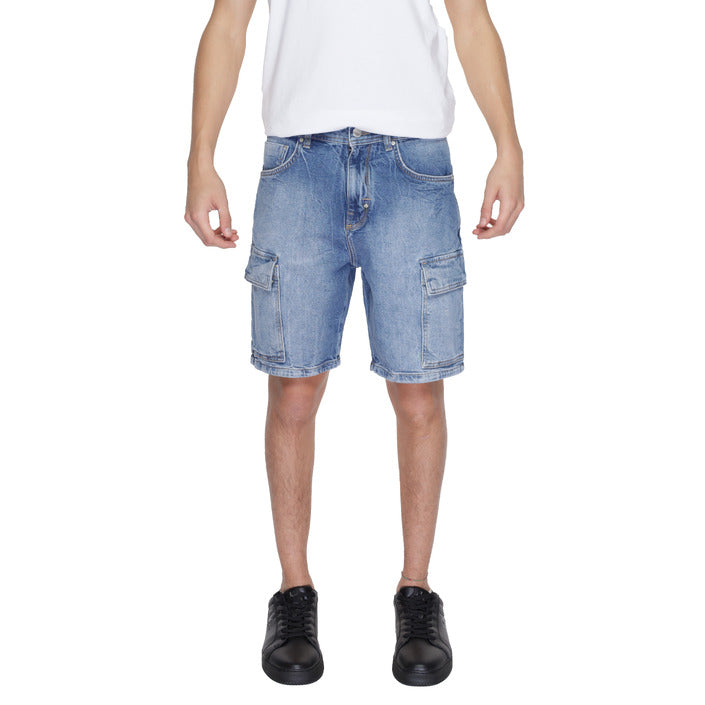 Antony Morato Logo Light Wash Cargo Denim Shorts