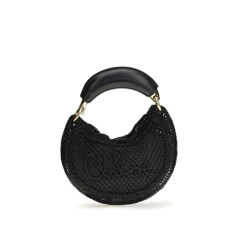 Chloé Black Raffia Banana Shoulder Bag