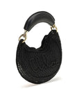 Chloé Black Raffia Banana Shoulder Bag