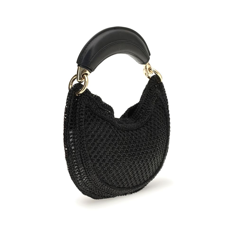 Chloé Black Raffia Banana Shoulder Bag