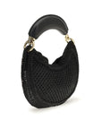 Chloé Black Raffia Banana Shoulder Bag