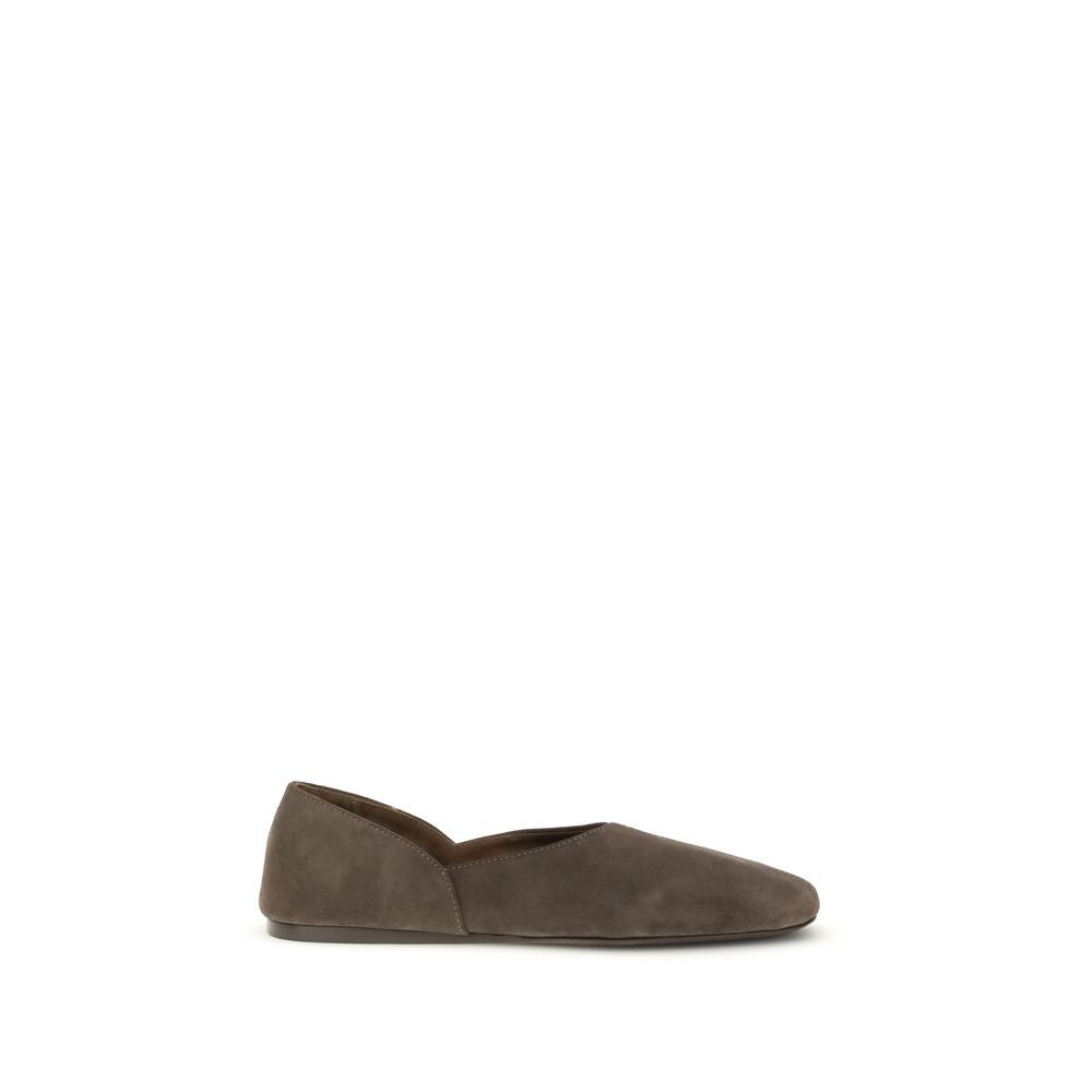 Khaite Brown Leather Ballet Flats