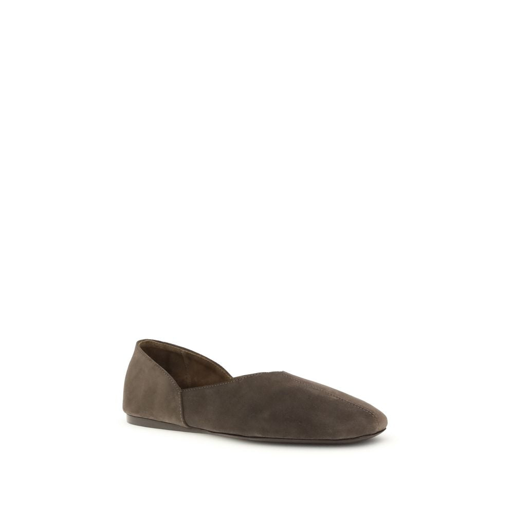 Khaite Brown Leather Ballet Flats