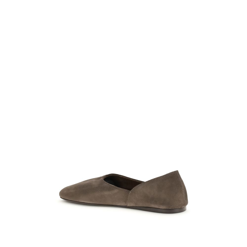 Khaite Brown Leather Ballet Flats