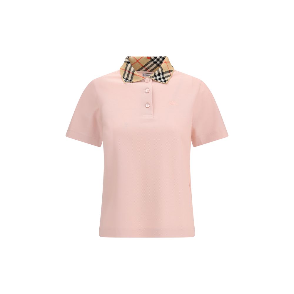 Burberry Checkered Collar Pink Polo Shirt