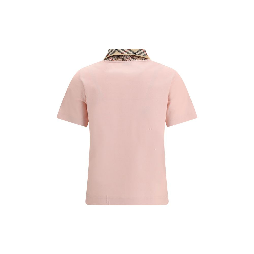 Burberry Checkered Collar Pink Polo Shirt