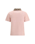 Burberry Checkered Collar Pink Polo Shirt