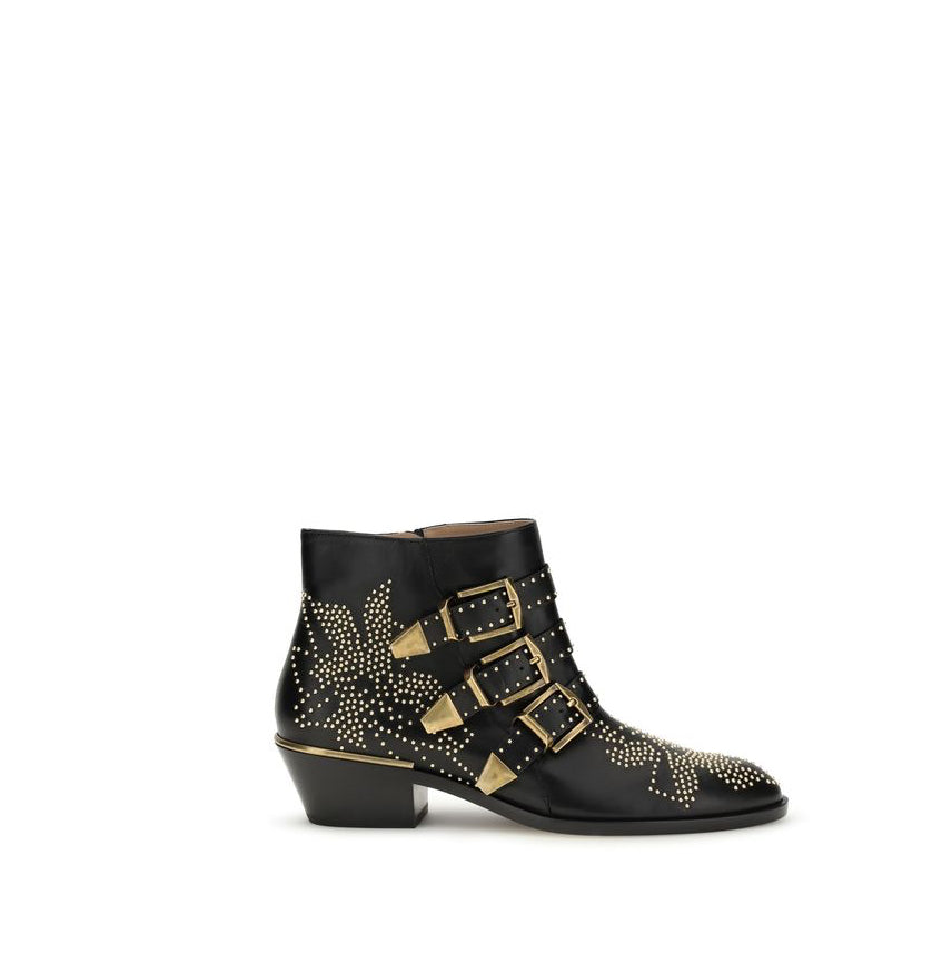 Chloé Susanna Studded Leather Ankle Boots - Black