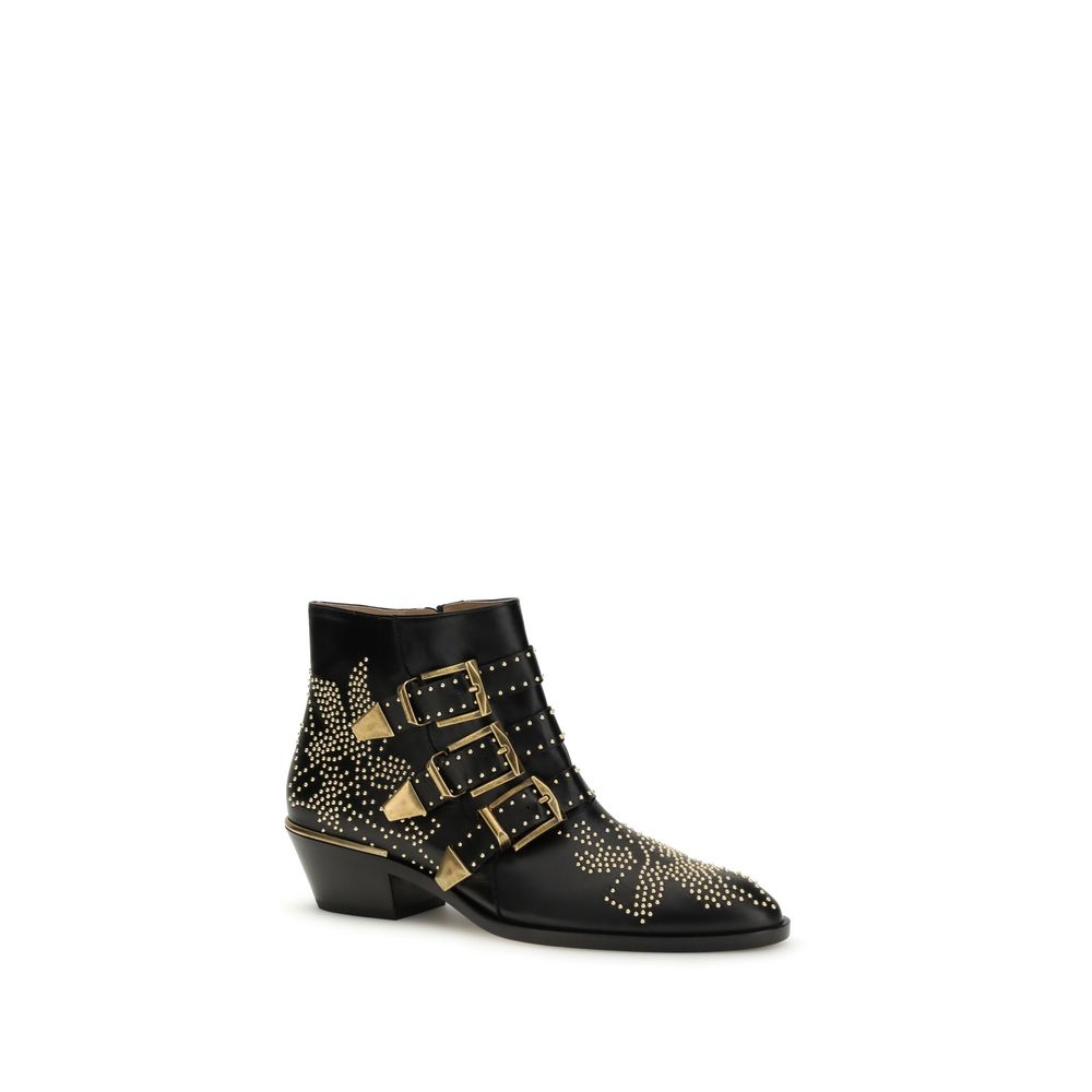 Chloé Susanna Studded Leather Ankle Boots - Black