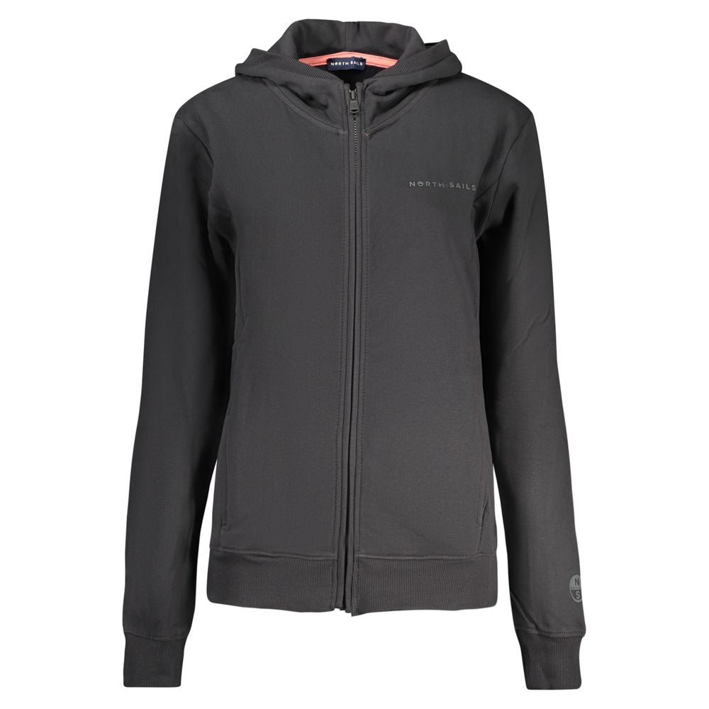 North Sails Logo Cotton Hooded Jacket - Black