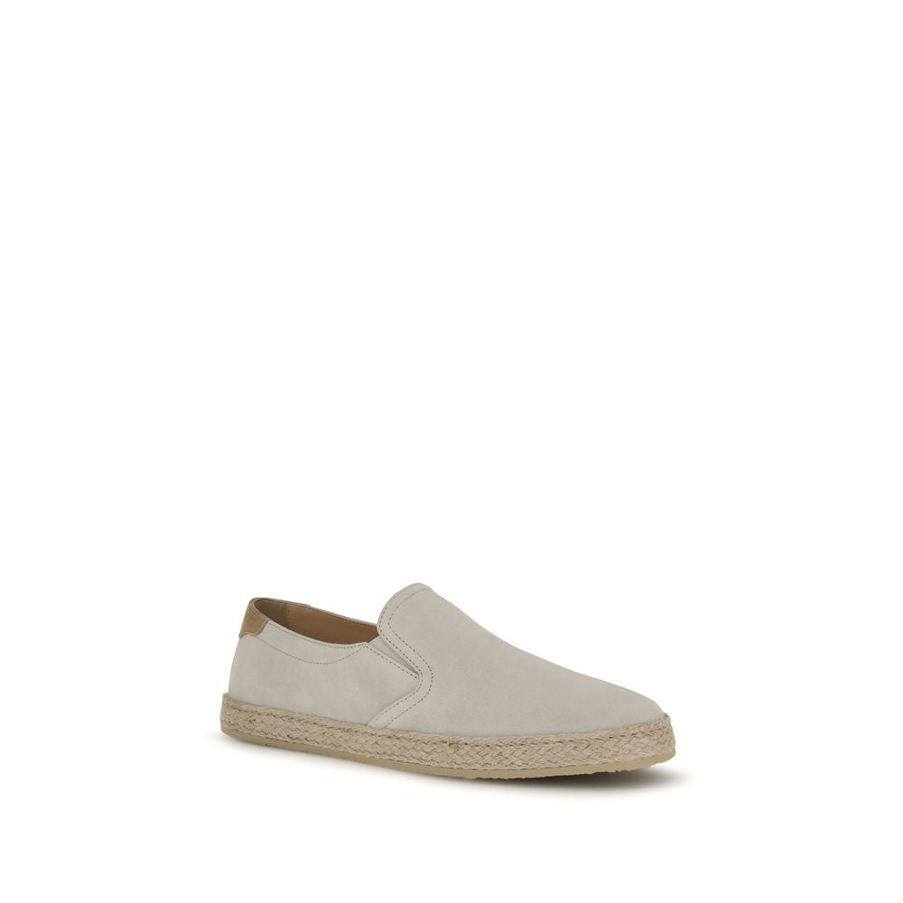 Brunello Cucinelli Cool Beige Suede Leather Espadrilles