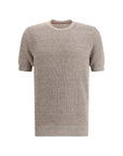 Brunello Cucinelli Taupe Linen Knit Top
